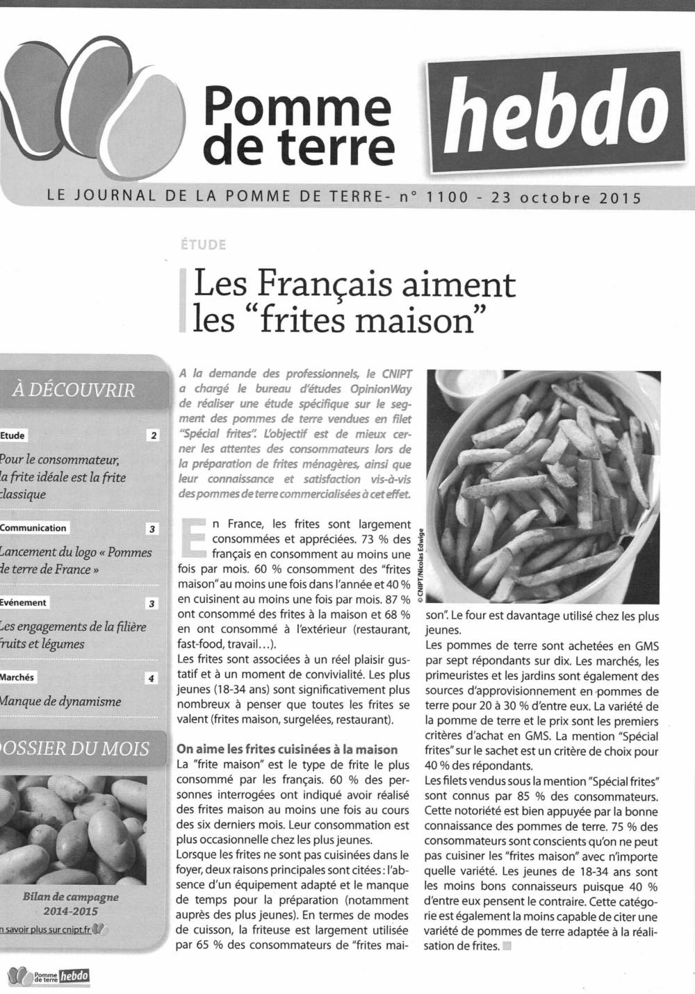 Les Français aiment la frite 